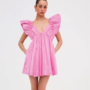 For Love & Lemons Clementine Mini Dress Pink Medium NWOT